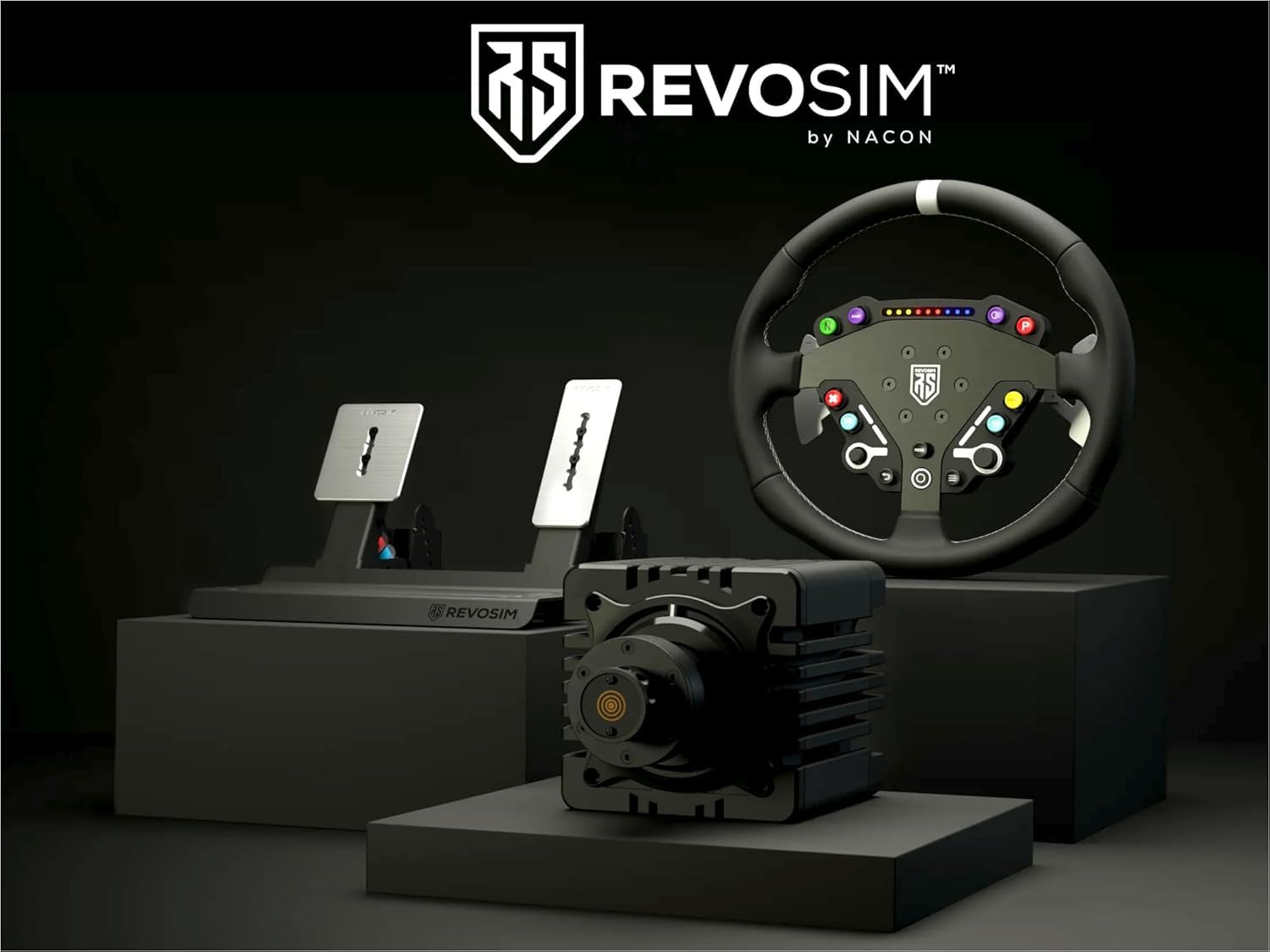 Pack Simulation RS PURE Volant GT, Base DD 9Nm et Pédalier de Précision Load Cell, Setup Complet pour Course sur PC, Immersion et Performance. Toutes fixations incluses - PCRSPUREPACK3