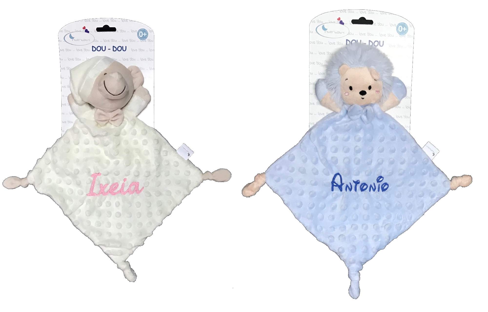 mibebestore Doudou Bebe Personalizado con Nombre Bordado Recien Nacido Dou Dou para Dormir Muñeco de Apego Regalo Personalizado Accesorio Infantil Baby Shower Bautizo Guardería Niño Niña