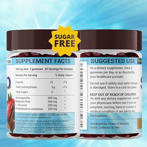 Miniatura 6 de Ayuda para dormir sin melatonina | Gomitas para dormir para niños y adultos sin gluten sin OMG | Sabor cacao y fresa, 60 gomitas veganas sin azúcar