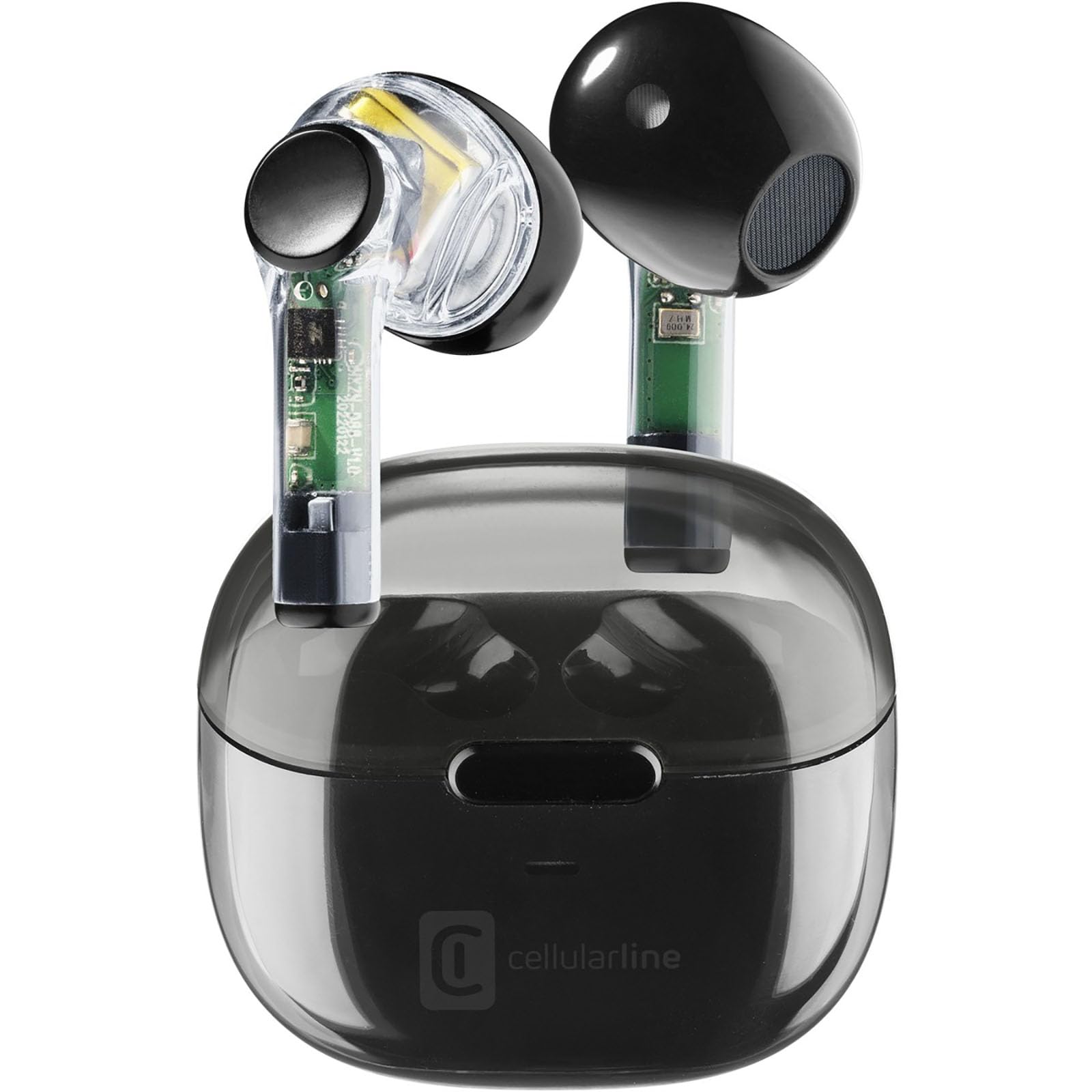 cellularline | Transparent END | TWS Wireless In-Ear Capsule Bluetooth Earphones with Charging Case - 3.5 hours play time - Charging 4 times - Touch Controls and Auto Pairing