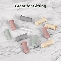 Vista 6 de haakaa Juego de cepillos de dientes de silicona para bebés, el primer cepillo de dientes con funda, cepillo de dientes de cerdas suaves para cuidado