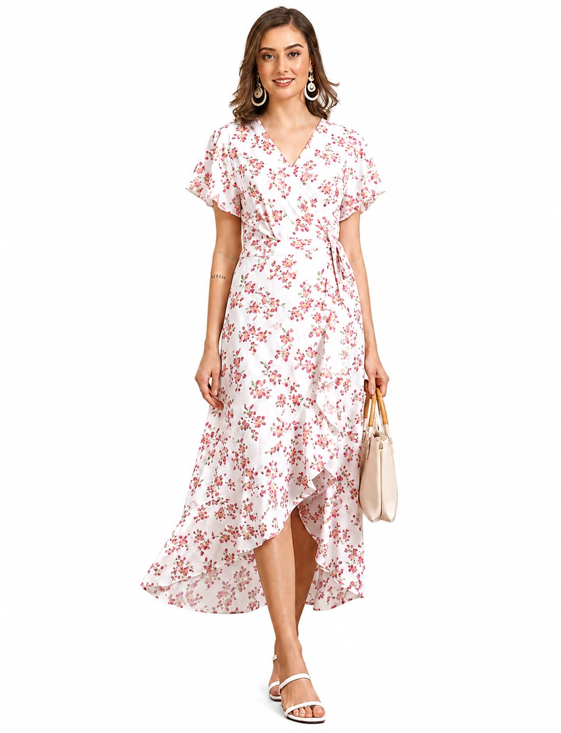 Isla Yellow Polka Dot Wrap Midi Dress-image-1