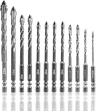 12pcs Punte Eccentriche A Denti Di Sega A Quattro Taglienti,Punta Per Trapano Seghettata A Quattro Tagli, 3/4/5/5/6/6/6/6/8/8/10/12mm,Per Trapano Eccentrico,Per Piastrelle Di Ceramica,Marmo (argento)