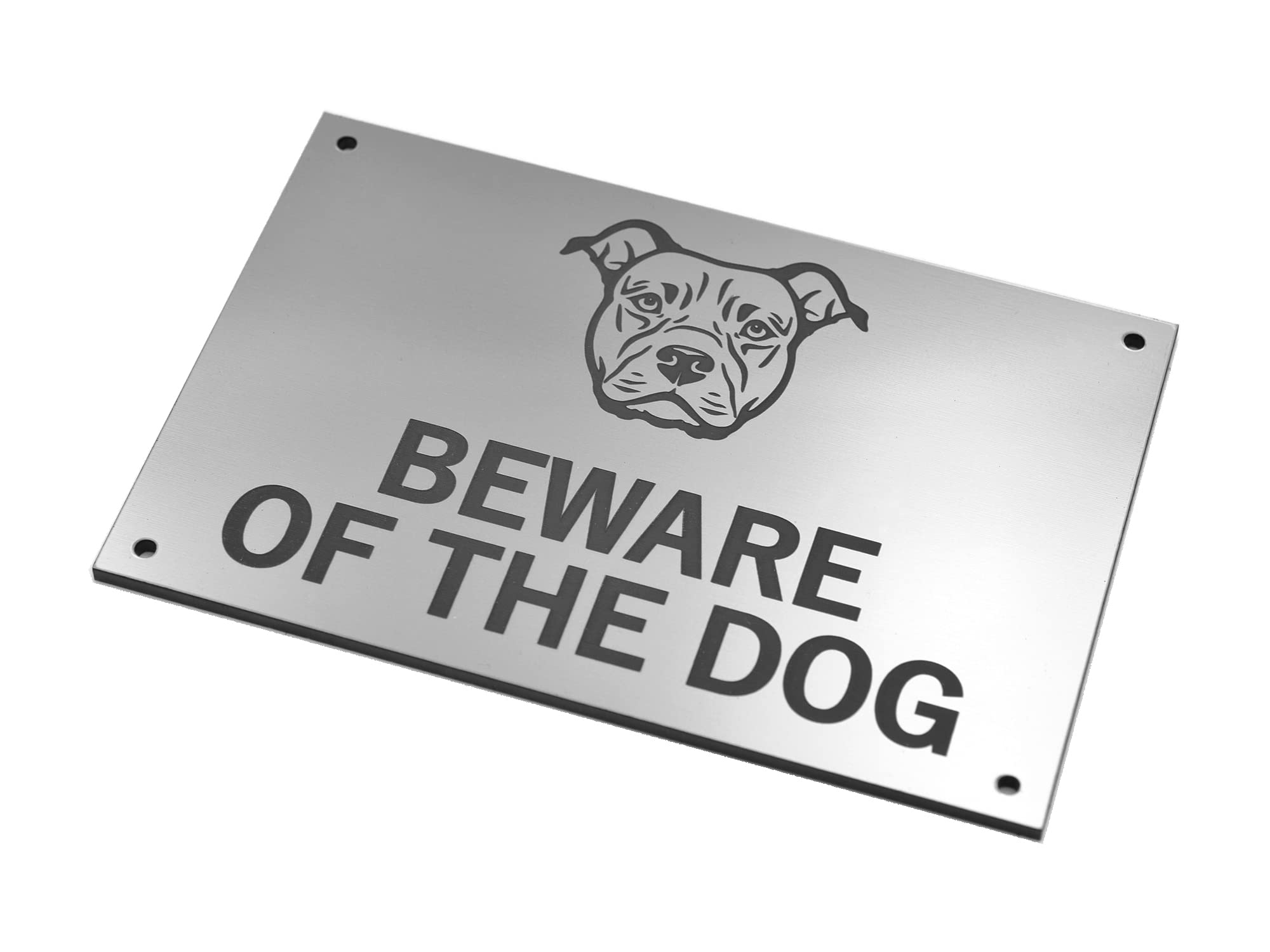 Beware of the Dogs Sign - Easy to See Warning, Indoor/Outdoor Notice, Deterrent Sign (Medium Dog, Silver Staffordshire Bull Terrier)