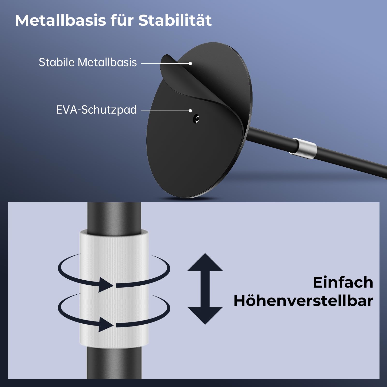 Beamer Ständer, Desktop Projektorständer Höhenverstellbar von 30cm bis 47cm mit 1/4-Zoll-Montageschraube, Metallträger, stabile Tragfähigkeit 5 kg, Perfekt für Projektor, Kamera