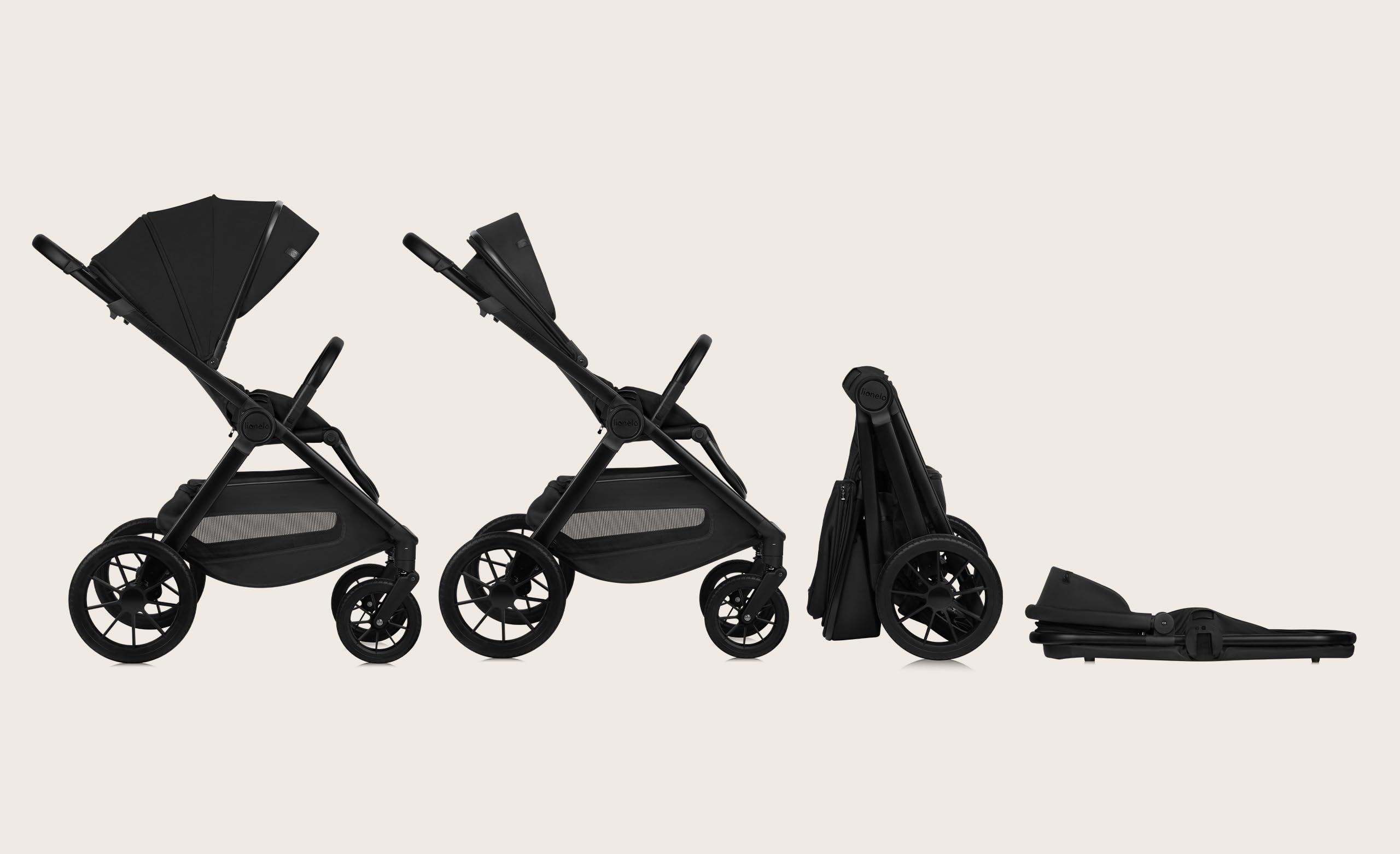 LIONELO LAYLA 2 w 1 Wózek Spacerowy Dziecięcy 0-48 miesięcy do 22 kg Gondola do 9 kg, Regulacja Oparcia i Podnóżka, AiryDots, Obrotowe Koła PU 360° Pełna Amortyzacja Budka XXL