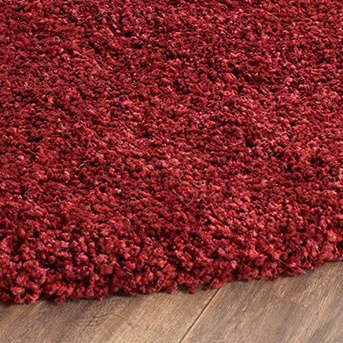 Image of CD Carpet Anti Slip Shaggy Fluffy Fur Rugs and Carpet for Living Room Bedroom Kids Room Plain Circle Carpets for Home with 2 Inch Thickness (Color Crimson Size 6x6 Feet Round)