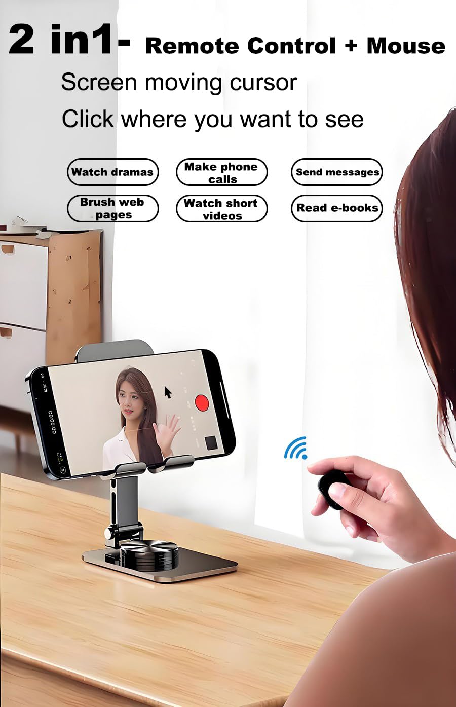 Fingerspitzen Scrolling Ring,2in1 Touchpad Bluetooth5.4 Page Turner & Maus für Tik Tok i-Phone iPad,Tragbare Handheld Bluetooth Maus mit Fernbedienung,Kabellose Finger Scroller Fernauslöser Controller