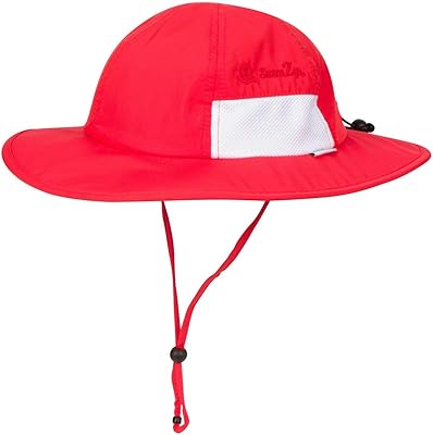 SwimZip Unisex Adult Wide Brim Sun Protection Hat UPF 50 Adjustable (Red)