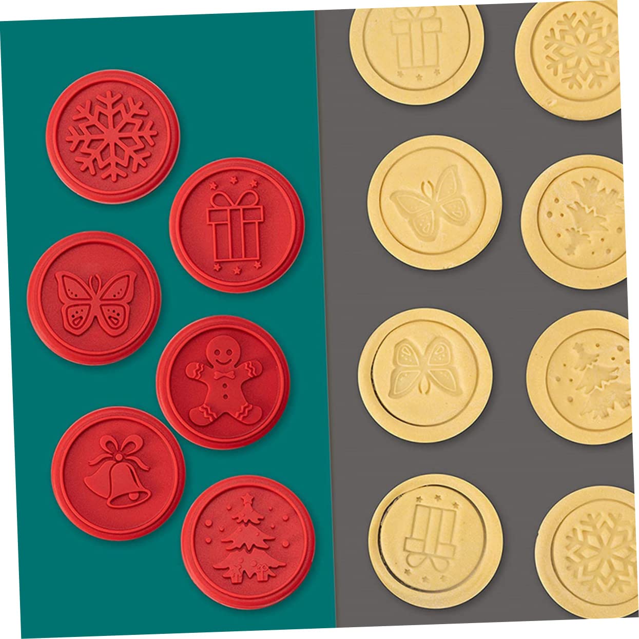 Cabilock 5 Juegos De Cortadores De Galletas Con Sellos Para Galletas Dibujos Animados Navideños Sellos Para Galletas De Navidad Frascos Galletas De Gelatina Kit De Moldes Para