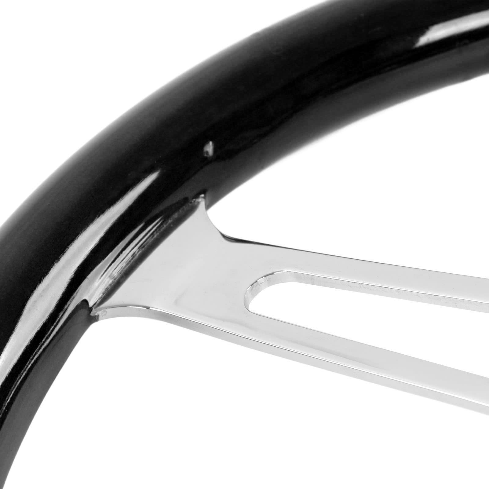 Volante Clásico, Agarre de Nogal de 15 Pulgadas, Volante de Madera de Acero Inoxidable de 3 Radios, Universal con Cubierta de Altavoz, Paquete de Tornillos y Llave para Adaptador de Cubo de