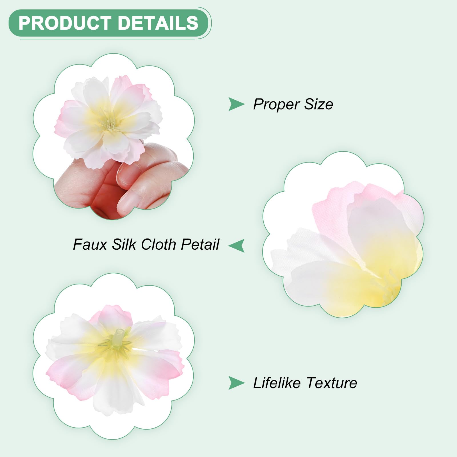 M METERXITY 100-Pack Artificial Flower Heads, Silk Fake Plum Blossom Head for Wedding/Garland/Hat/Shoes/Party Decoration - Image 2