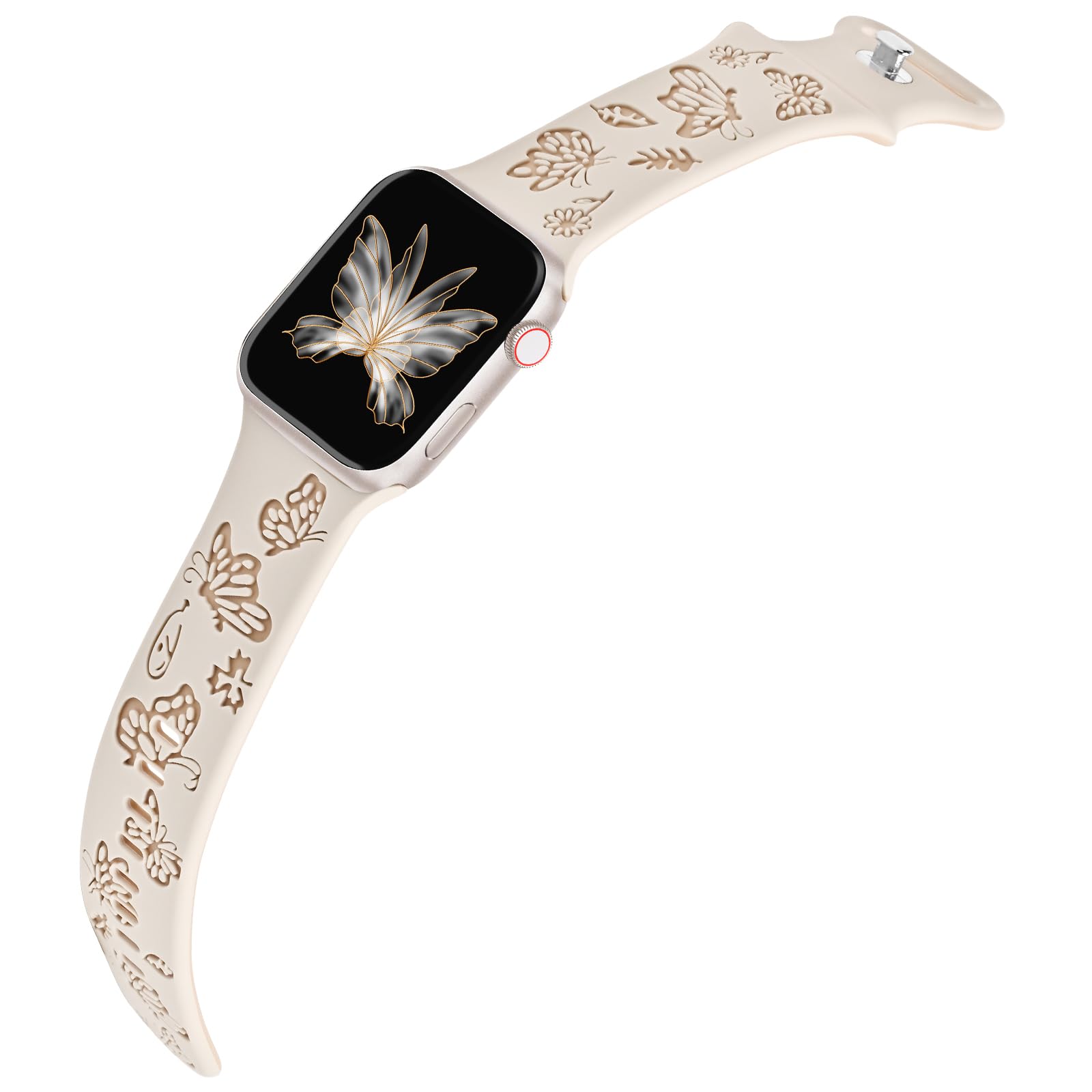 NEW Butterfly Engraved Apple Watch Band Butterfly Engraved Silicone Strap For Apple Watch  main image 3