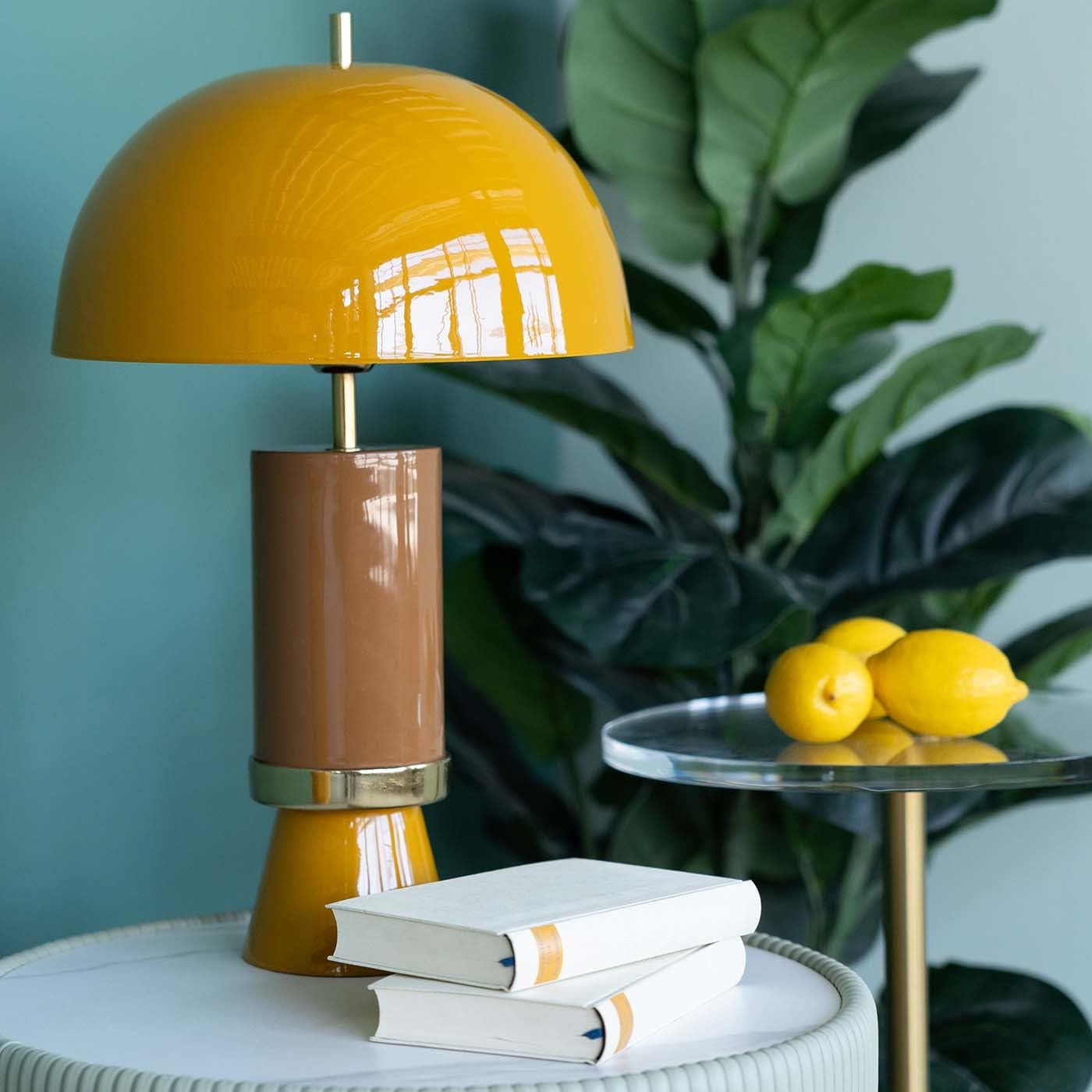 Kare Design Tischlampe Josy Gelb, Gold, Ocker, Metall, Moderne Tischleuchte, Büro, Wohnzimmer, Schlafzimmer, Office, keine Leuchtmittel inklusive, 51x30x30 (HxBxT)