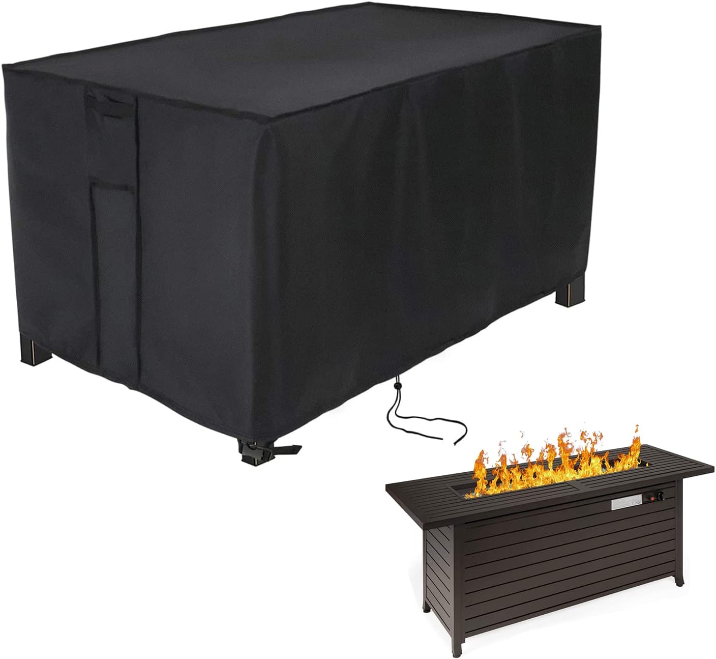 POMER Fire Pit Cover Rectangular, 57in Propane Firepit