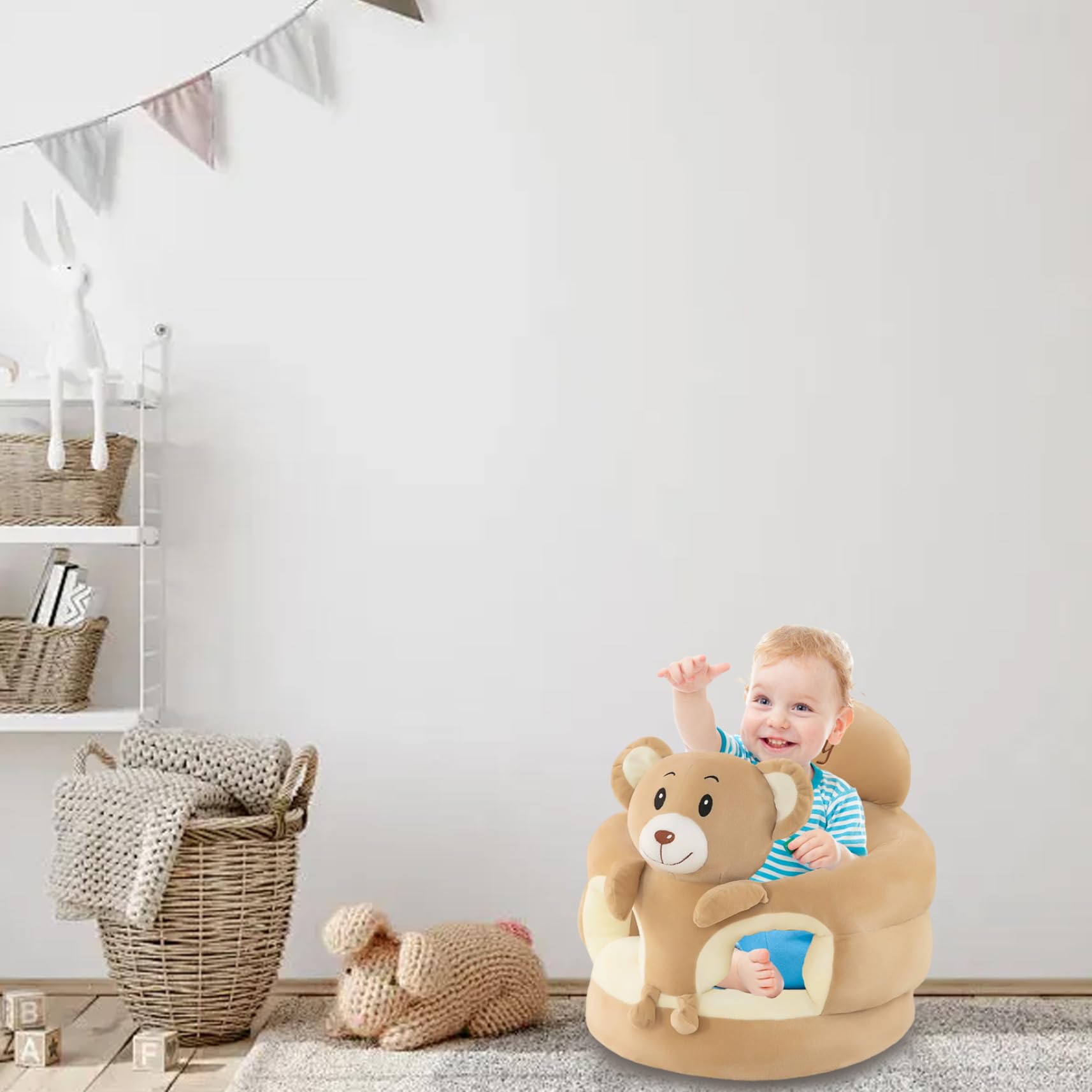 Seggiolone per bambini con orso bruno simpatico cartone animato, seggiolino per bambini portatile leggero per auto di casa