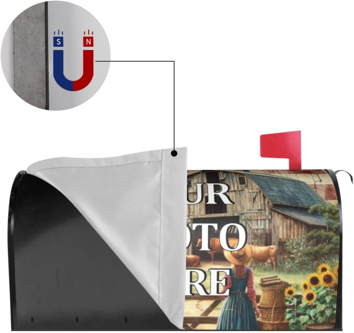 Custom Mailbox Cover Magnetic Personalized Address Post Box Wraps Standard Size Customized Waterproof Letter Box Covers Gifts for Outside Garden Yard Home Decor