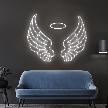 3Pcs Neon Angel Wings and Halo Signs 27inches Custom Led Neon Sign Light Up Decorations for Wall Decor Background for Bedroom Bar Shop Home Party