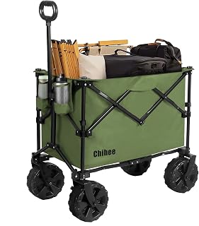 Chihee Faltbarer Wagen Gartenwagen Heavy-duty mit 2 Tassenhaltern,Campingwagen für All-Terrain-Räder mit Bremssystem große Kapazität abnehmbarer Stoff,für Sportveranstaltungen,Camping,Strandausflüge
