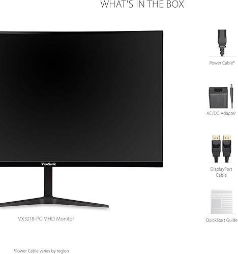Miniatura 8 de ViewSonic VX3218-PC-MHD Monitor de juegos curvado de 32 pulgadas 1080p 1ms 180Hz con FreeSync Premium, cuidado ocular, HDMI y puerto de pantalla