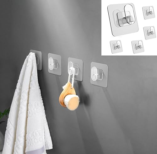 Ganchos adhesivos de cocina de 11 libras sin taladro, ganchos autoadhesivos y de pared de baño, ganchos resistentes para colgar utensilios, toallas