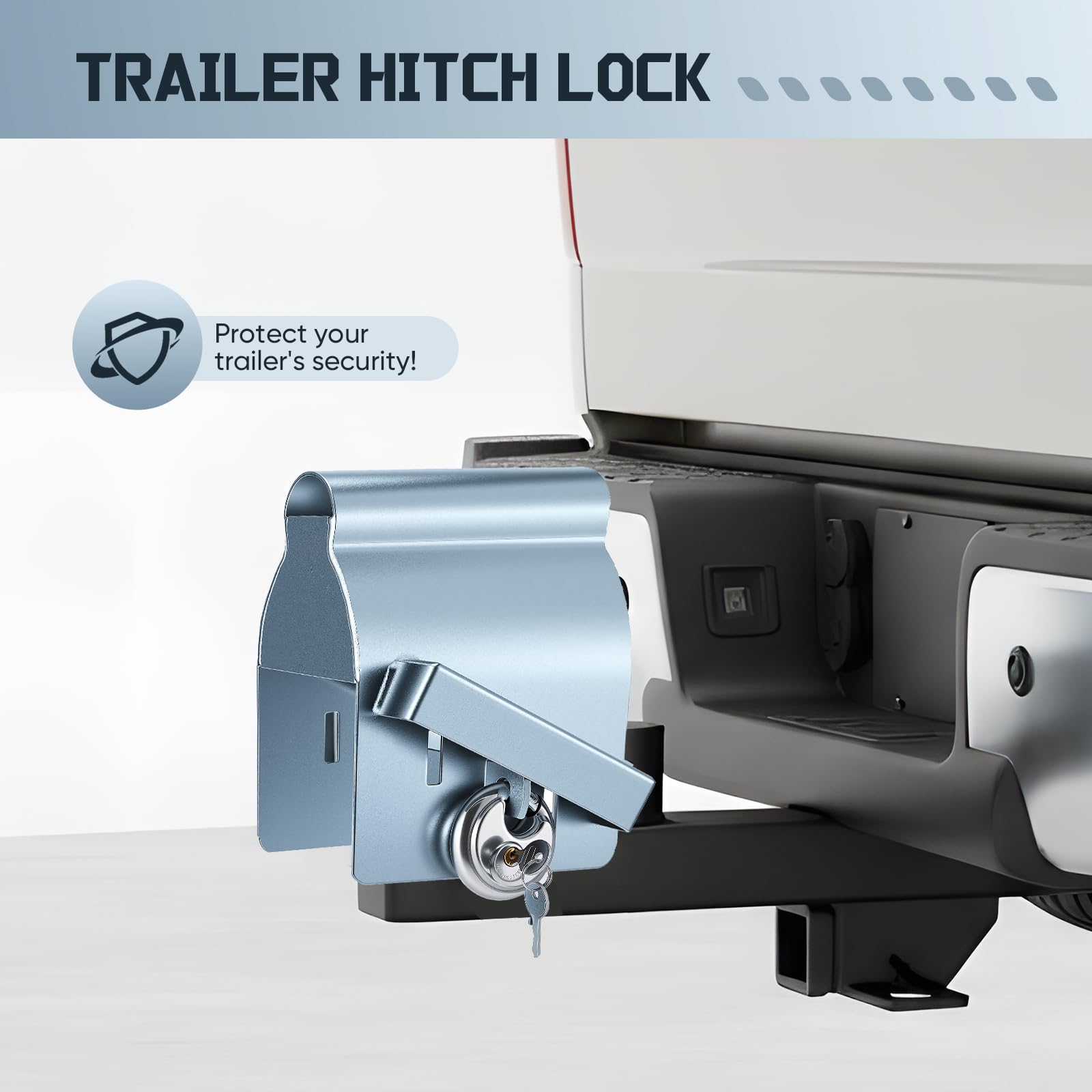 Universal Trailer Hitch Lock, Featuring Anti-Theft Security and Weatherproof Performance, Trailer Coupler Lock with Cover Design for Securing RV’s, Horse Trailers, Tool Trailers and More — view 2