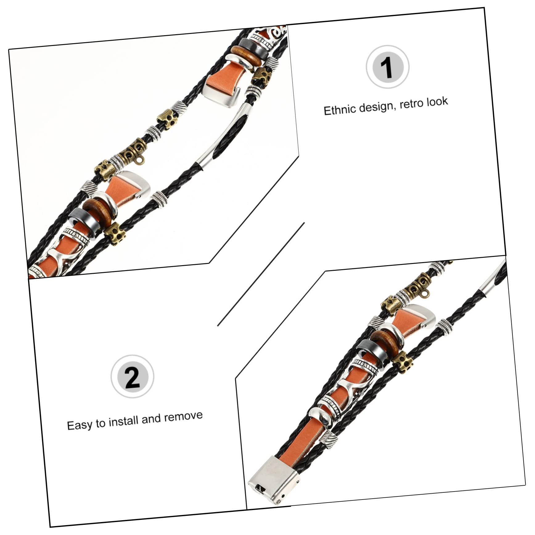 UPKOCH 2Pcs Bracelet Miss Cuir Perlé Folk-Custom