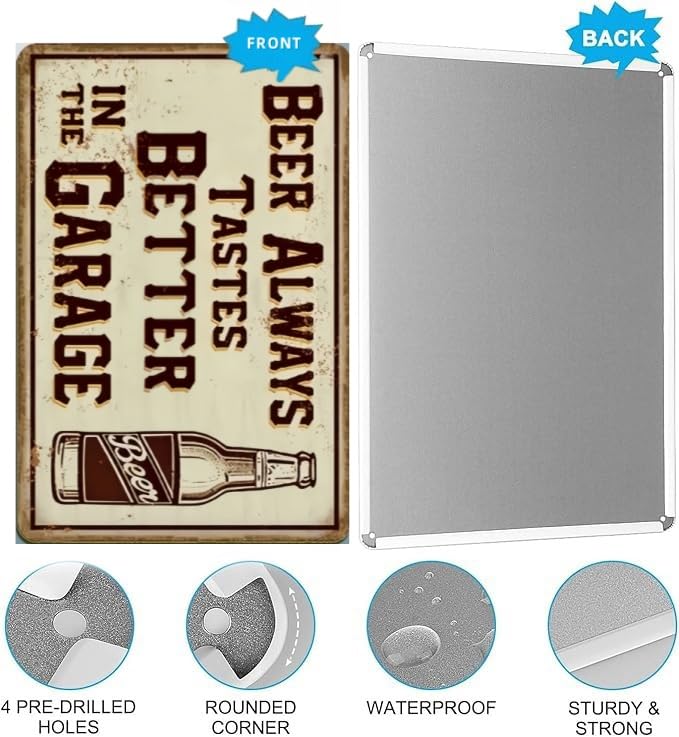 Save on Funny Beer Tin Sign - Vintage Metal Wall Decor for Garage - Image 5