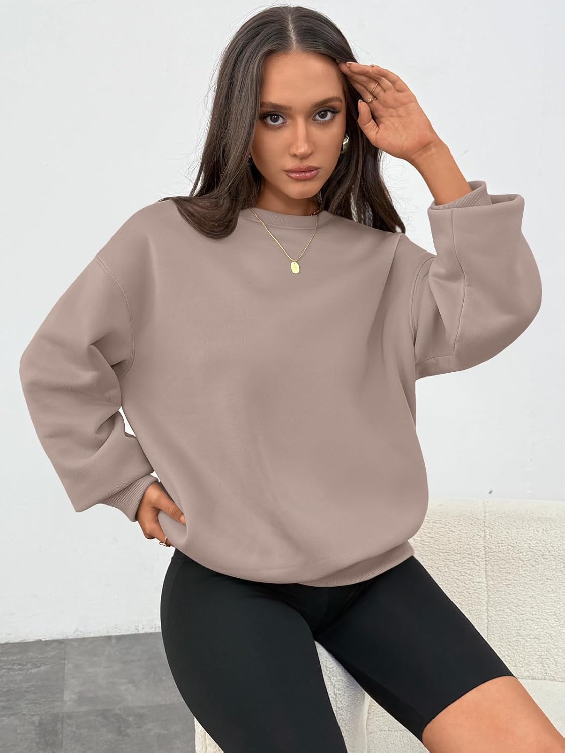 WYNNQUE Oversized Sweatshirts For Women Crewneck Fleece Pullover Comfy Hoodies Fall Outfits Fashion 2026 Winter Clothes - Image 3