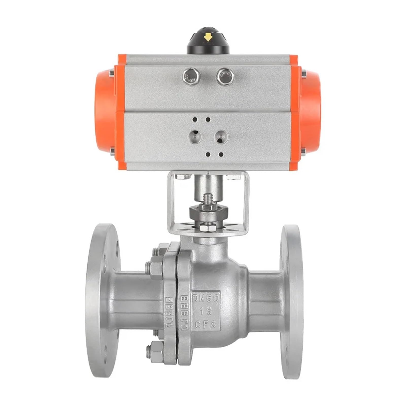 DN50 304 Stainless Steel Flanged Pneumatic Ball Valve Single Acting Cylinder High Temperature Steam Flange Ball Valves