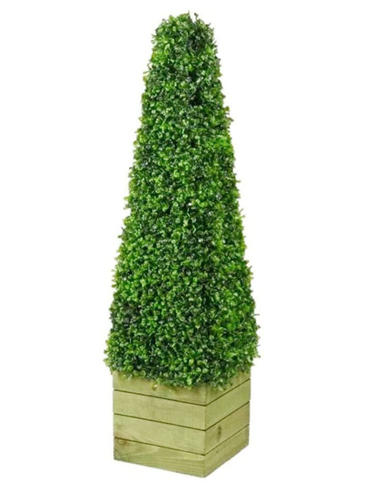SASONS® 3Ft Pyramid Cone Tree, Quality Boxwood Planter Topiary Tree, Evergreen Artificial Plants/Trees Ideal for Indoor/Outdoor Decoration [1x3ft Pyramid Tree]