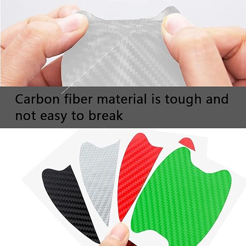 Miniatura 7 de 4 calcomanías para manija de puerta de automóvil, fibra de carbono 3D, antiarañazos, protector de taza de puerta de automóvil, sin marcas, película