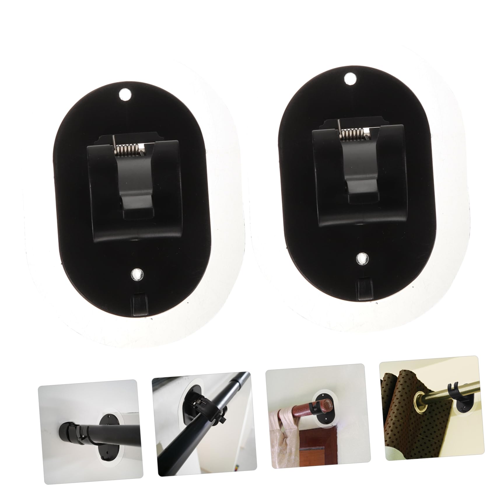 Holibanna 2Pcs Nail Curtain Rod Brackets Strong Adhesive Shower Curtain Rod Holders No Drilling Clips for Easy Installation Sturdy Support for Bathroom Use