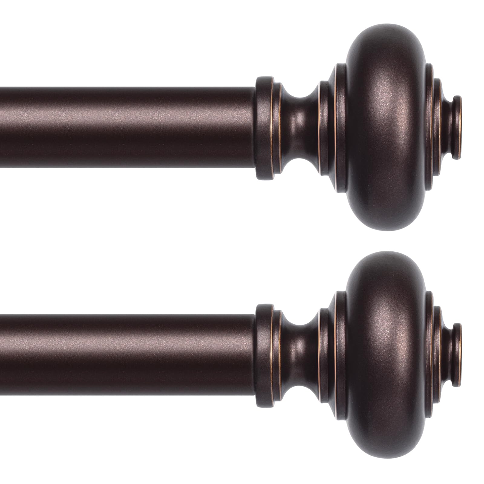 Photo 1 of 2 Pack Bronze Curtain Rods for Windows 48 to 84 Inch, Decorative Heavy Duty Single-Side Adjustable 1'' Antique Brown Curtain Rod, Vintage Rustic Metal Drapery Pole Set for Farmhouse Bedroom