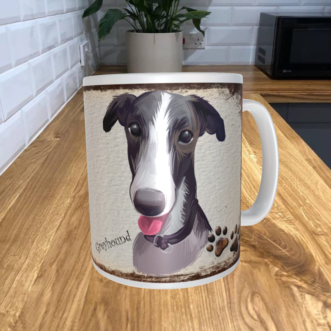 Shawprint Limited White Greyhound Dog 11Oz Coffee Mug My Dog's Rules Theme 927Drmug
