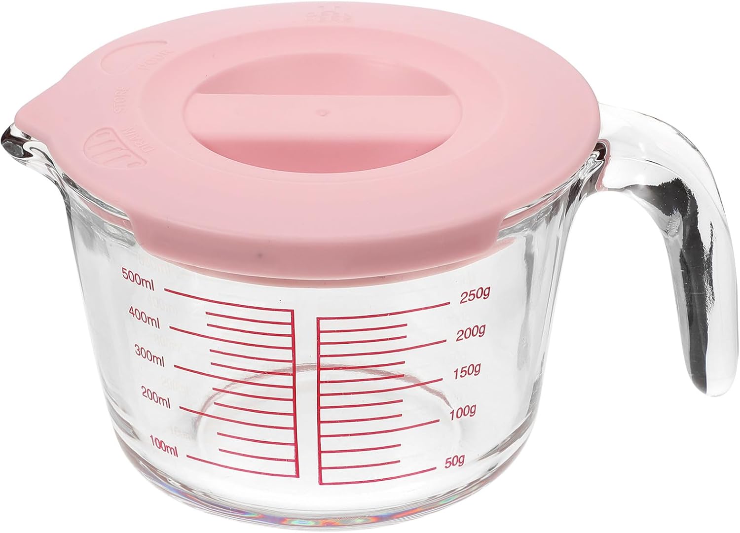 Glass Measuring Cup 500ml Heat-resistant Glass Jug with Lid and Scale for Baking and Milk, Household Multi-function Measuring Tool Random Color Random Style