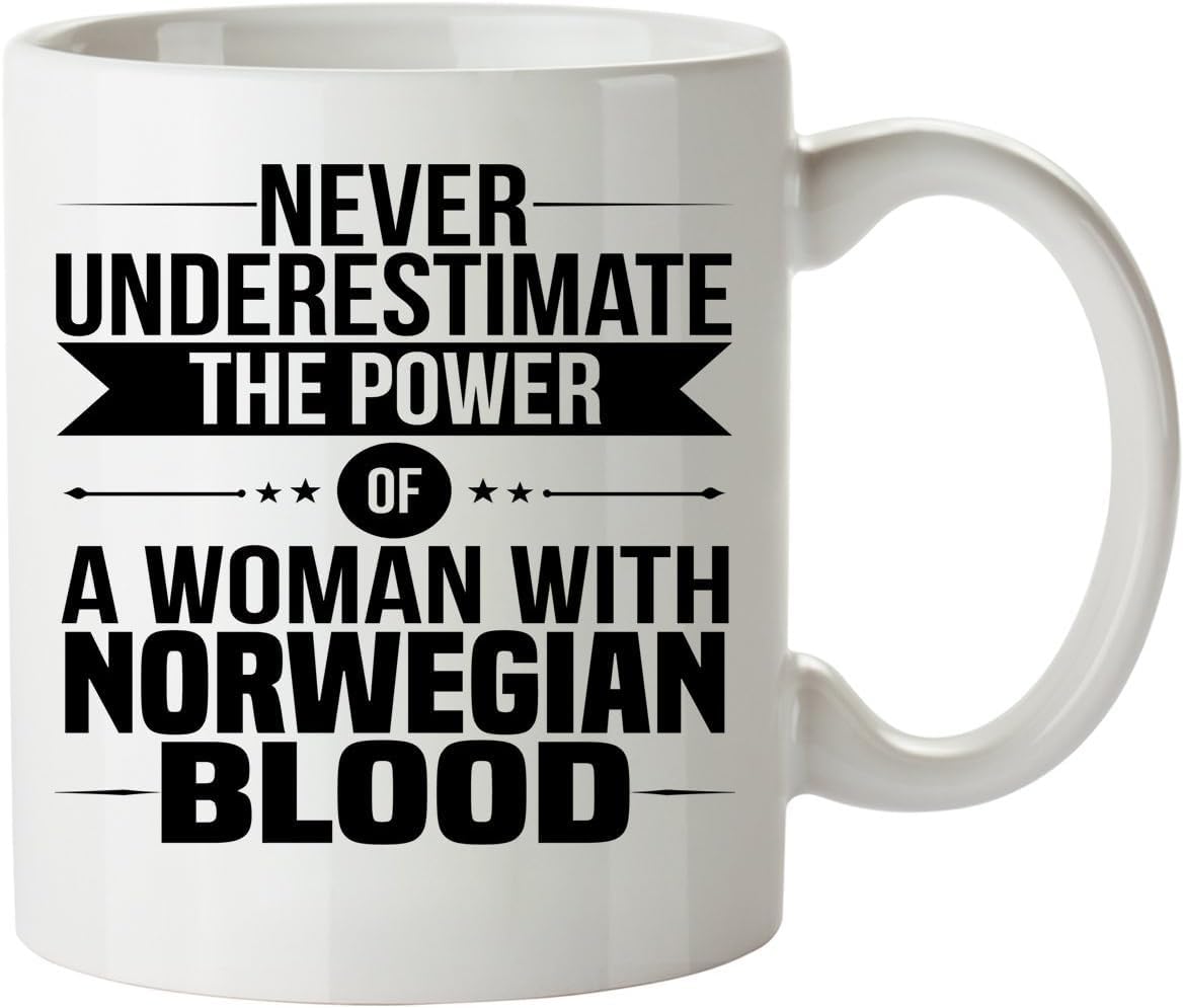 Gift Design Never Underestimate Norwegian Coffee Mug 11 Oz - Good Gifts for Girls - Unique Coffee Cup Decor Decal Souvenirs Memorabilia 12338