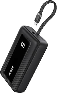 Anker Zolo Power Bank (20000mAh, 45W, Built-In USB-Cケーブル)(モバイルバッテリー 20000mAh 最大45W出力 USB-C ケーブル一体型 ディスプレイ搭載) 【PD/PowerIQ搭載/PSE技術基準適合】iPhone 17 / 16 / 15 Android iPad その他各種機器対応 (ブラック)