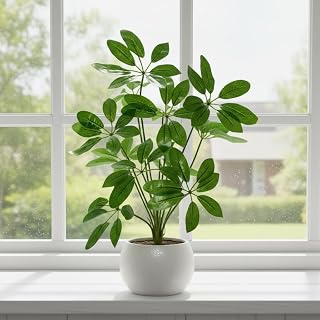 fancymart Artificial Real Touch Green Leaves Plant, 12 Branch Faux Decorative Plant for Home & Office, 45 cm Height, Witho... Price In India