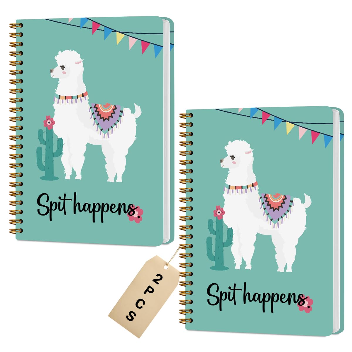 2 Pcs Funny Llama Spiral Notebook Cute Alpaca Journaling Notebooks
