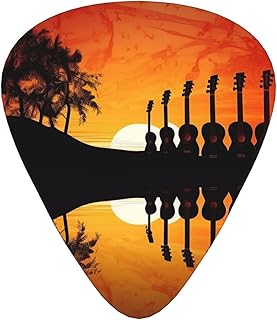 Guitar Music Sunset Guitar Picks 12 Pack Bass Picks with Organizer Box Guitar Plectrum Includes Thin Medium Heavy Guitar Picks Ukulele Picks for Bass Acoustic Electric Guitars