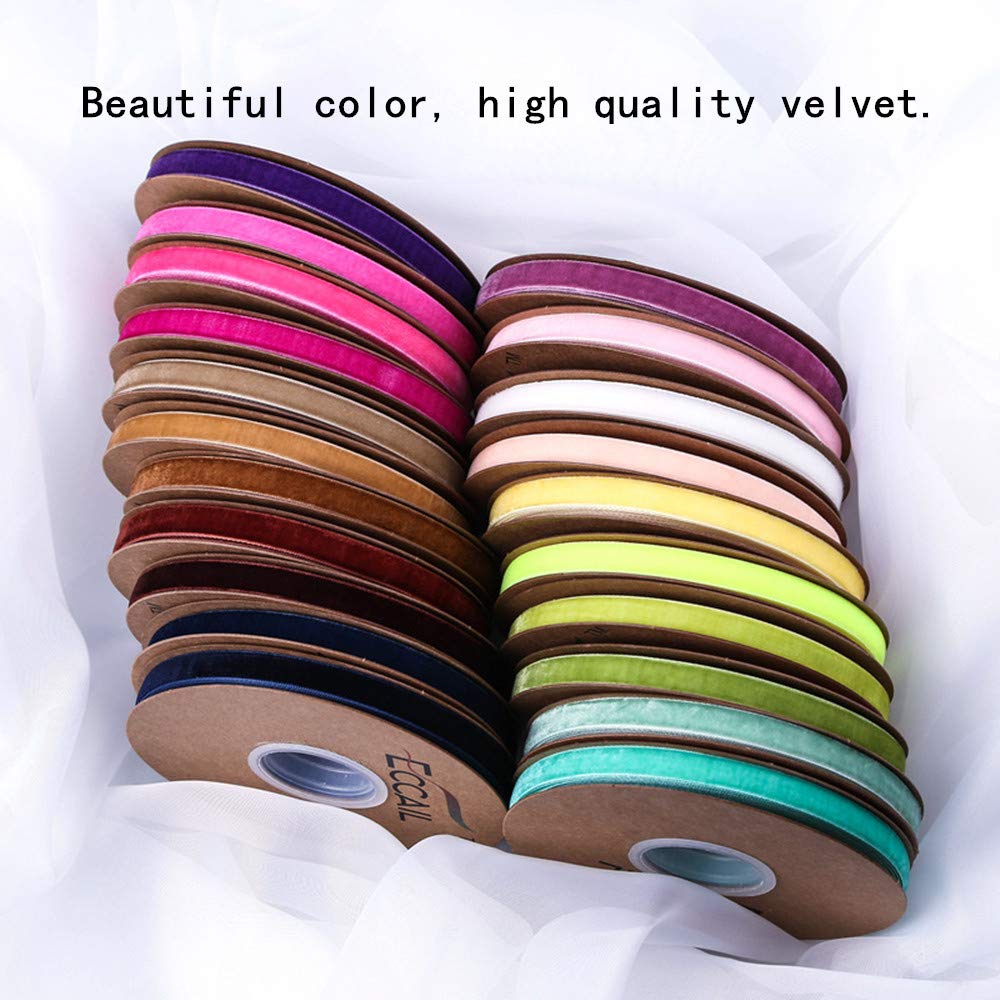 Velvet Ribbon for Crafts 20 Yard, 3/8, 5/8, 1 Inch Widths, Multicolour (Dark Magenta, 25mm) - Image 3
