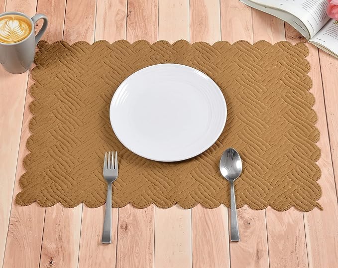 TIB Velvet Quilted Place Mats 12x18 Inches for Dining Table Placemats, Heat Resistant Dining Table Mats for Kitchen Table,Pack of 4 Piece,Rust (B0D4J61KFY) Amazon Price History, Amazon Price Tracker
