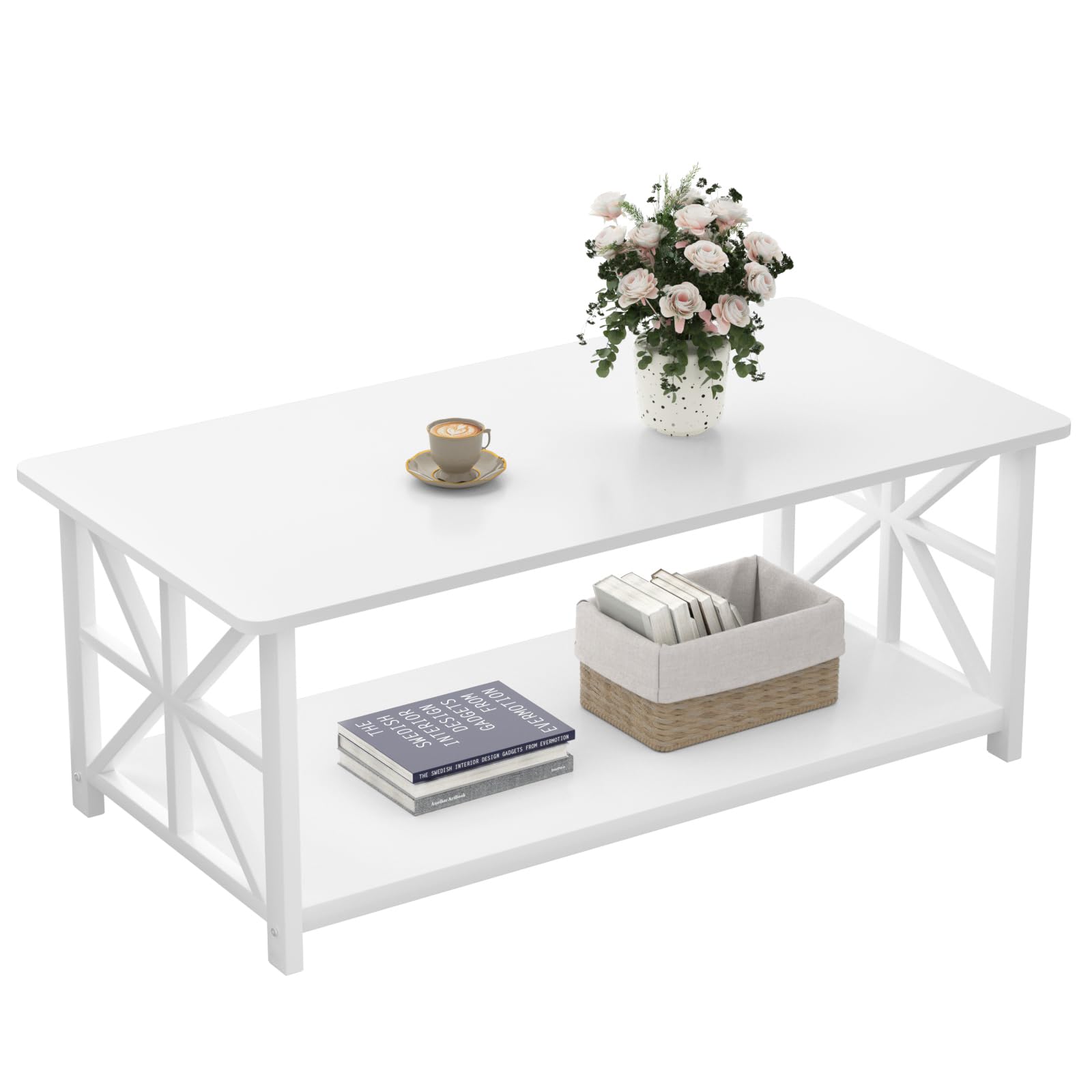 GreenForest Coffee Table for Living Room with Round Corners
