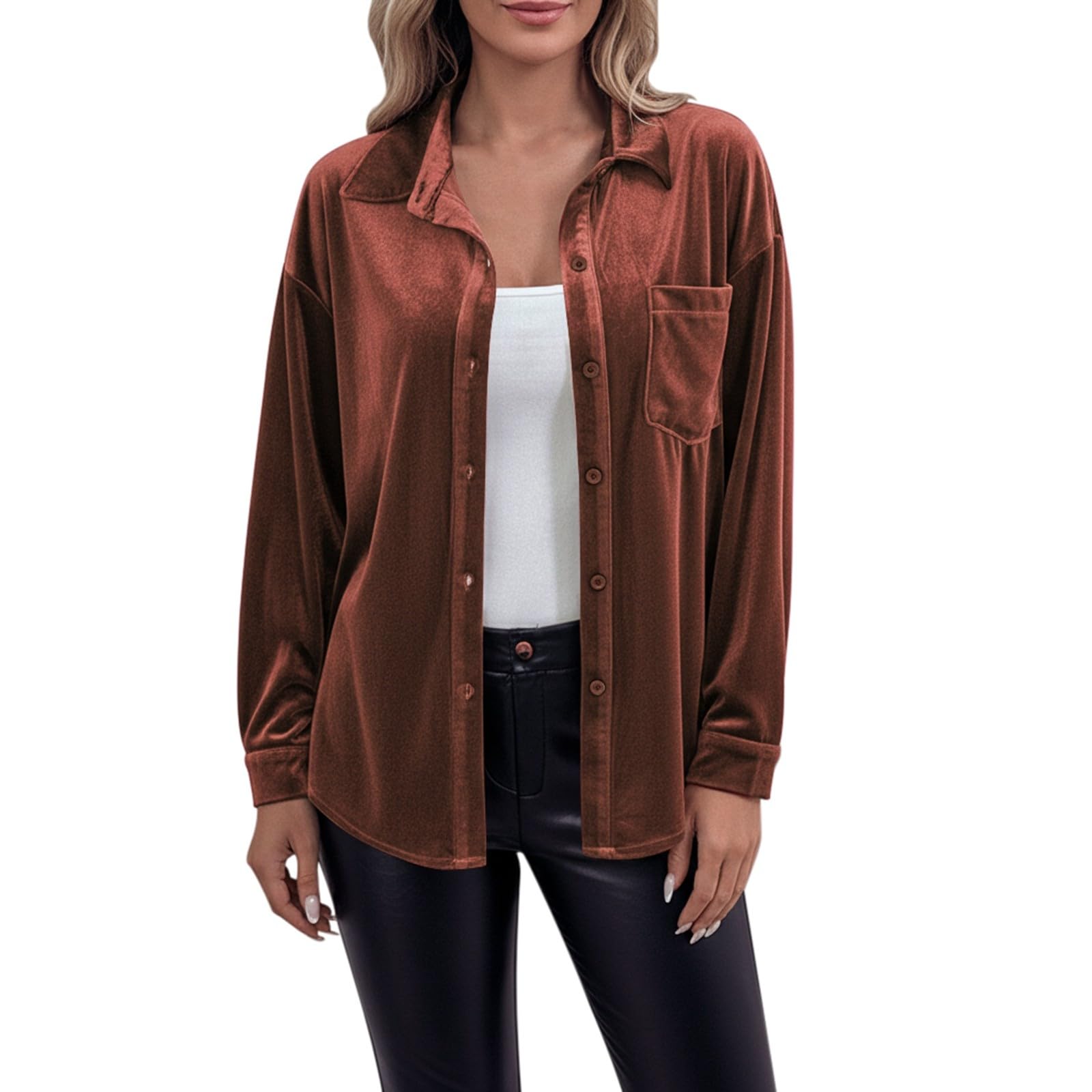 Chemisiers Et Blouses Femme Chemisier Femme Haut Chemise Cintrée Chemisier Coton Chemise Lin Surchemise Longue Chemisiers Femmes en Lin Top Chic Et Élégant sans Repassage Noir Haut Grande Taille Rose