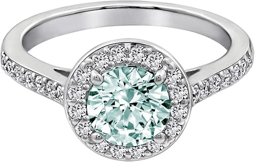 Tienda Collection Platinum or Gold Plated Sterling Silver Round Halo Ring Made with Infinite Elements Zirconia