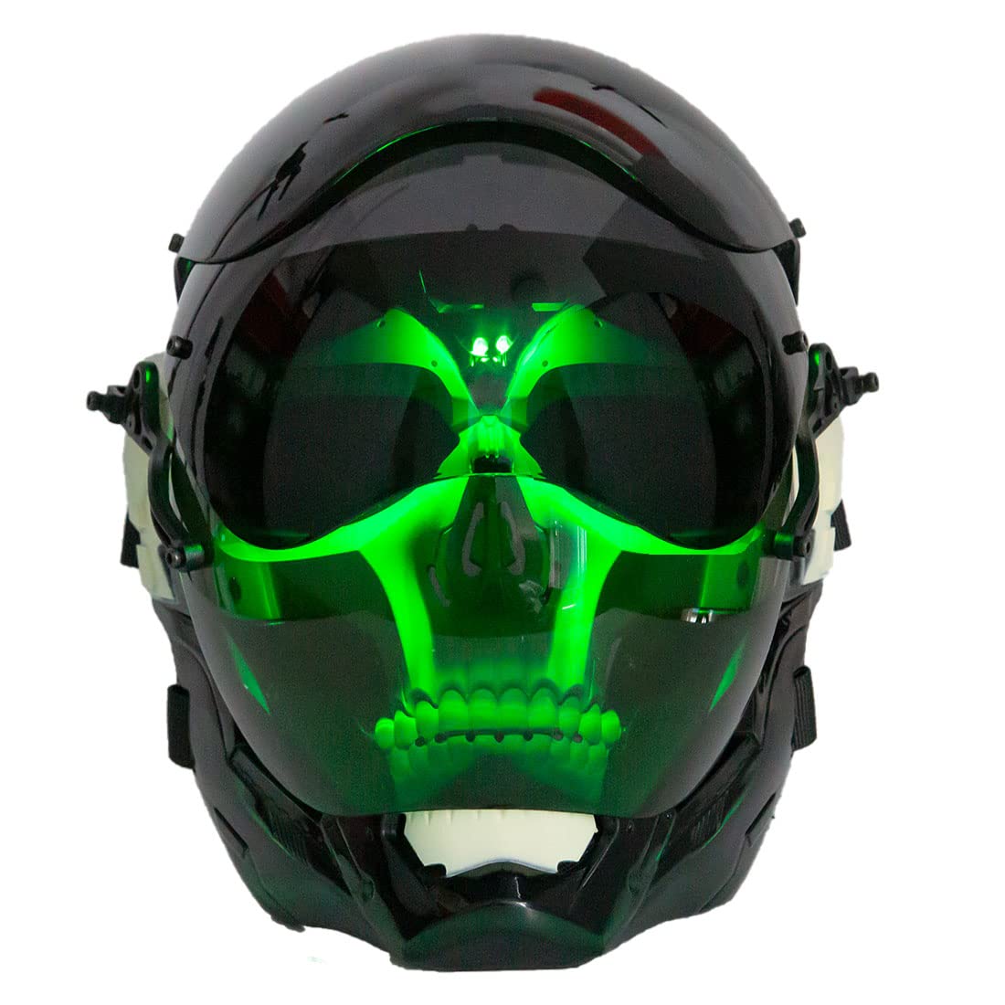 Full-Face Mask Punk Futuristic Masks Tech wear Mask with LED Light for Halloween Cosplay Parties