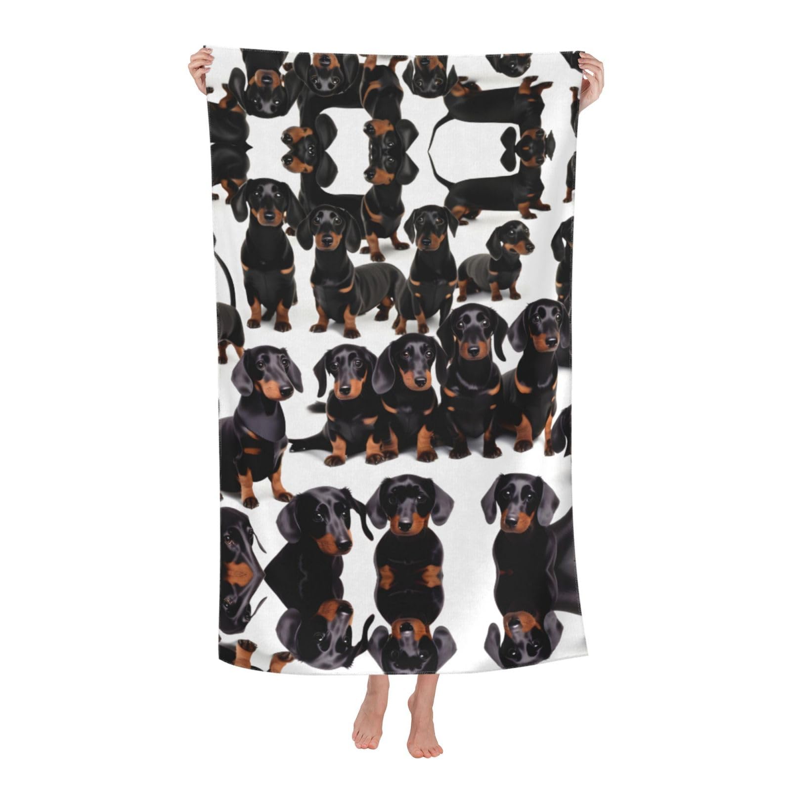 KPXXAQT Dachshund Weiner Pet Dog Print Oversized Adult Beach Towel Quick-Dry Travel Swimming Camping Outdoor Adventures