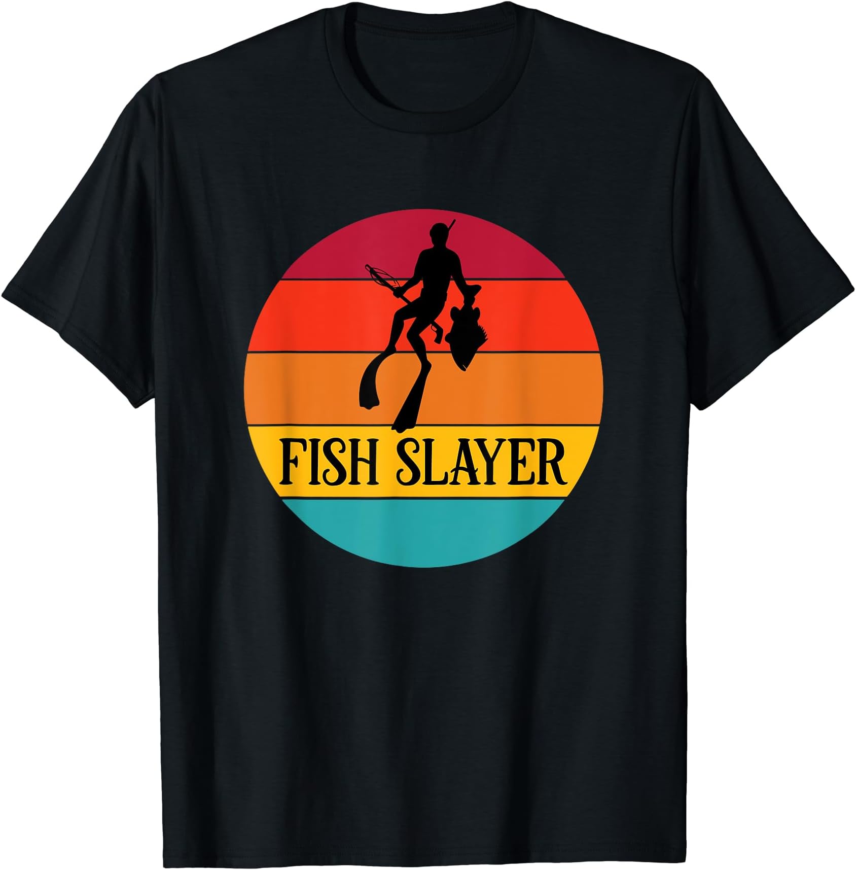 8 Twenty Three Scuba diveSpearfishing Gear - Fish Slayer Vintage Sunset Freediving T-Shirt