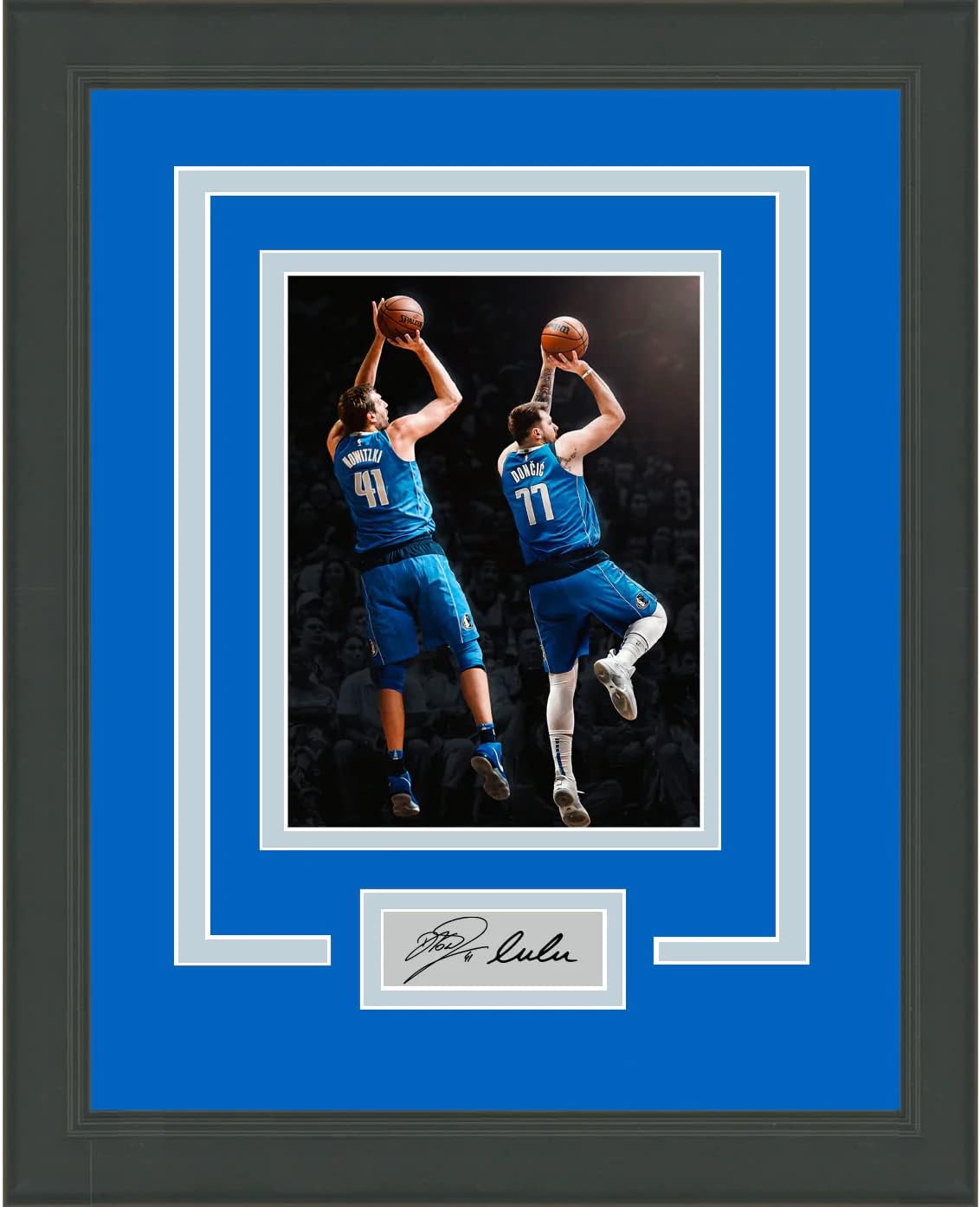Framed Luka Doncic Dirk Nowitzki Dual Facsimile Laser Engraved Signature Auto Dallas Mavericks 11x14 Basketball Photo